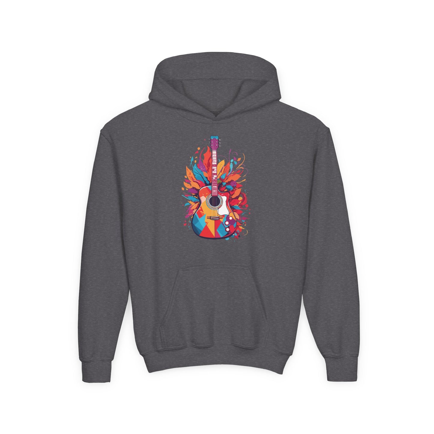Youth Heavy Blend Hooded Sweatshirt - Colorful Guitar