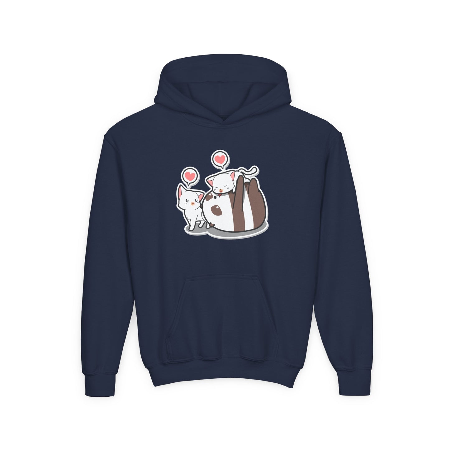 Youth Heavy Blend Hooded Sweatshirt - The panda and cat