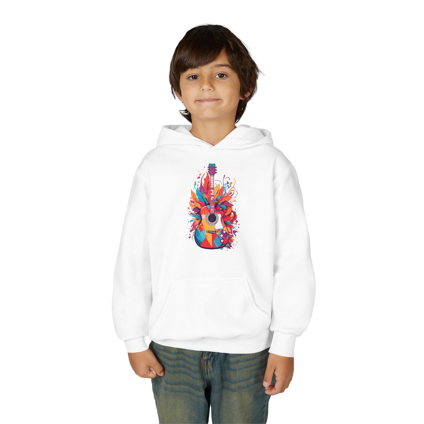 Youth Heavy Blend Hooded Sweatshirt - Colorful Guitar