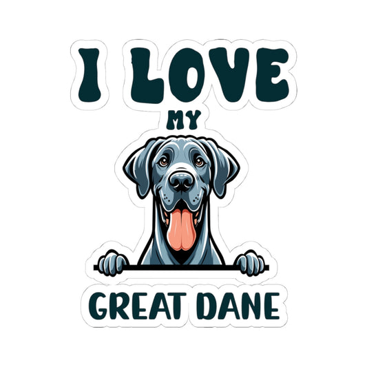 Kiss-Cut Vinyl Decals - I love my Great Dane Printify