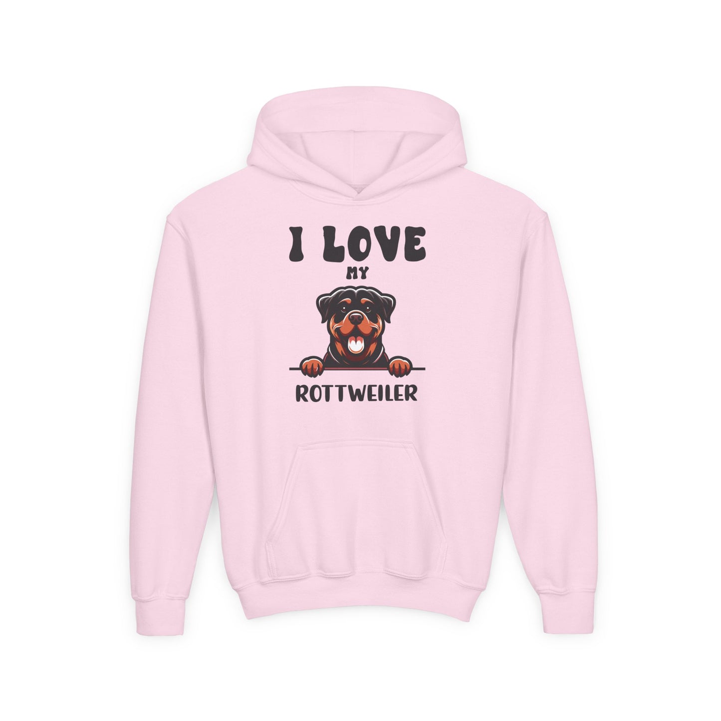 Youth Heavy Blend Hooded Sweatshirt - I love my Rottweiler