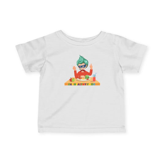 Infant Fine Jersey Tee - Super kiddo eating healthy breafast