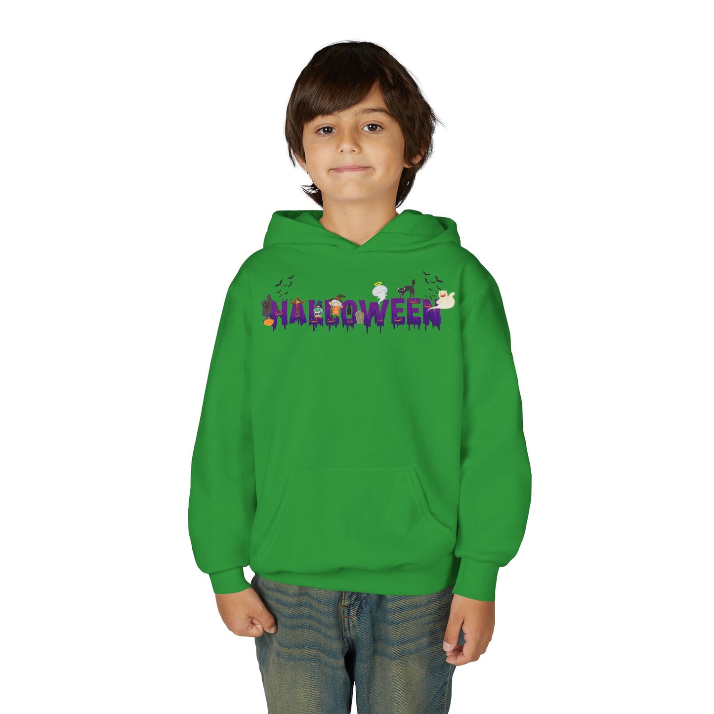 Youth Heavy Blend Hooded Sweatshirt - Holloween word