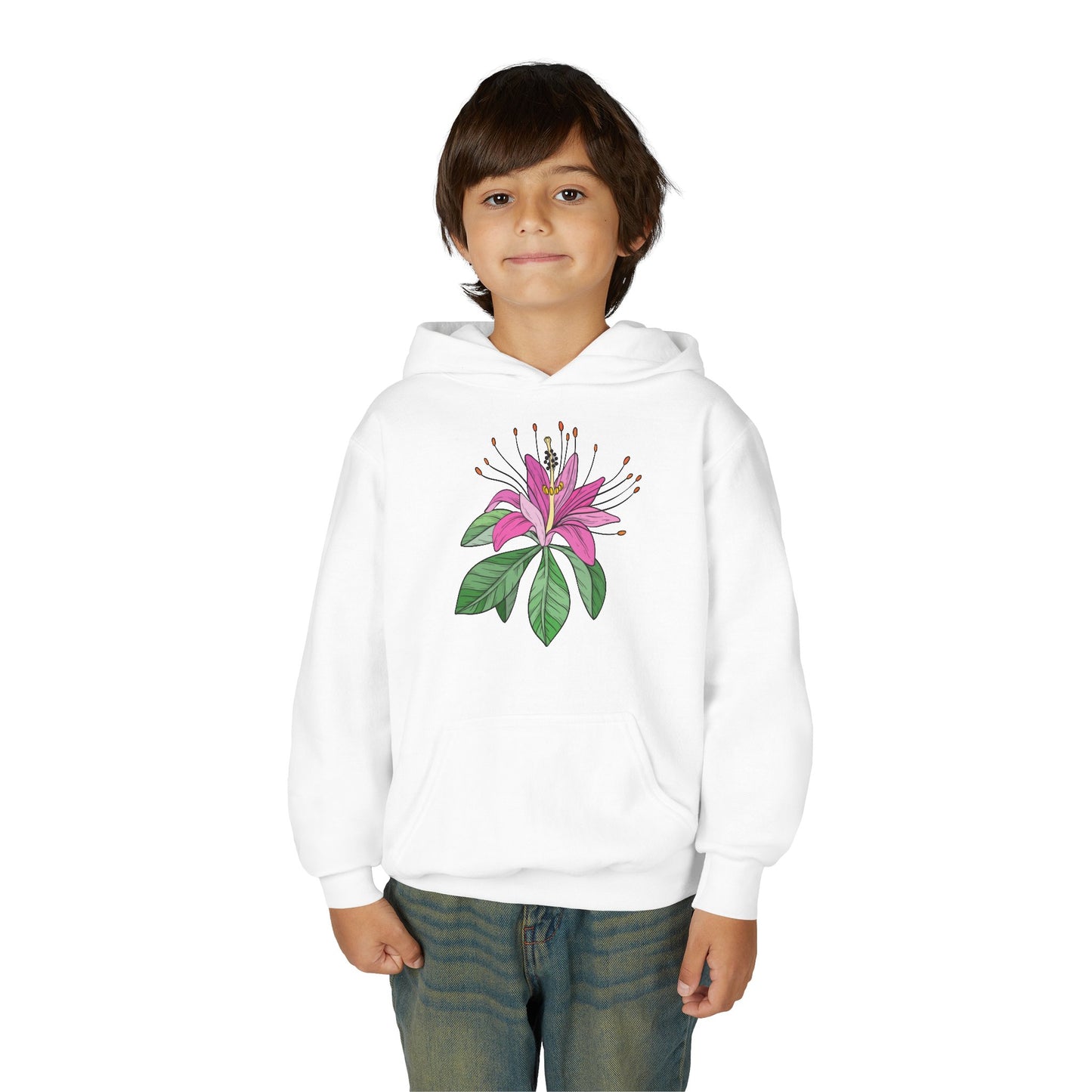 Youth Heavy Blend Hooded Sweatshirt - Purple flower