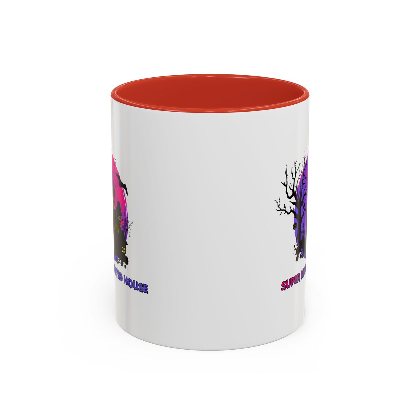Accent Coffee Mug - Super kiddo flying on hunted house