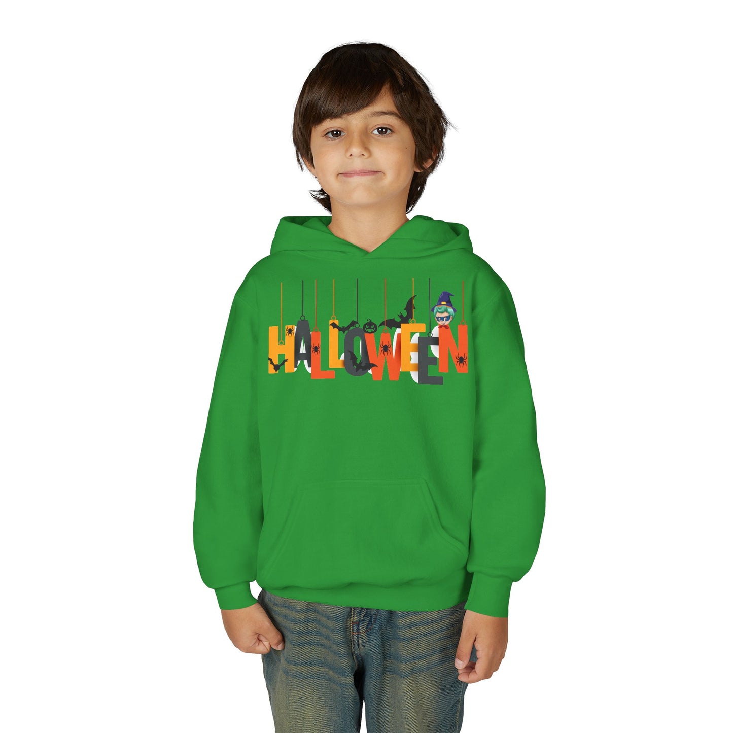 Youth Heavy Blend Hooded Sweatshirt - Holloween hanging letters