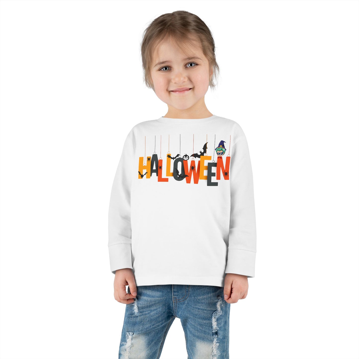Toddler Long Sleeve Tee - Holloween hanging letters