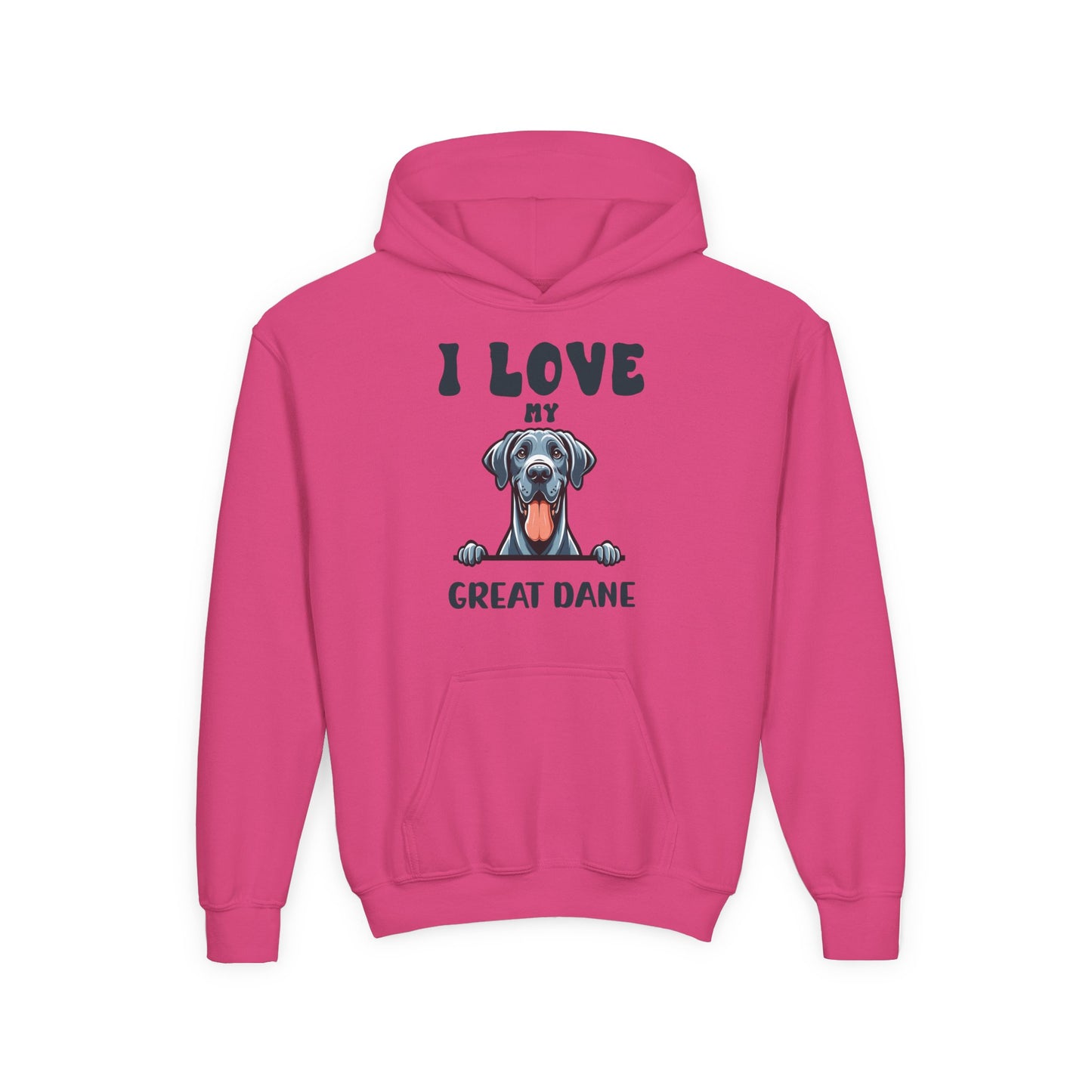 Youth Heavy Blend Hooded Sweatshirt - I love my Great Dane