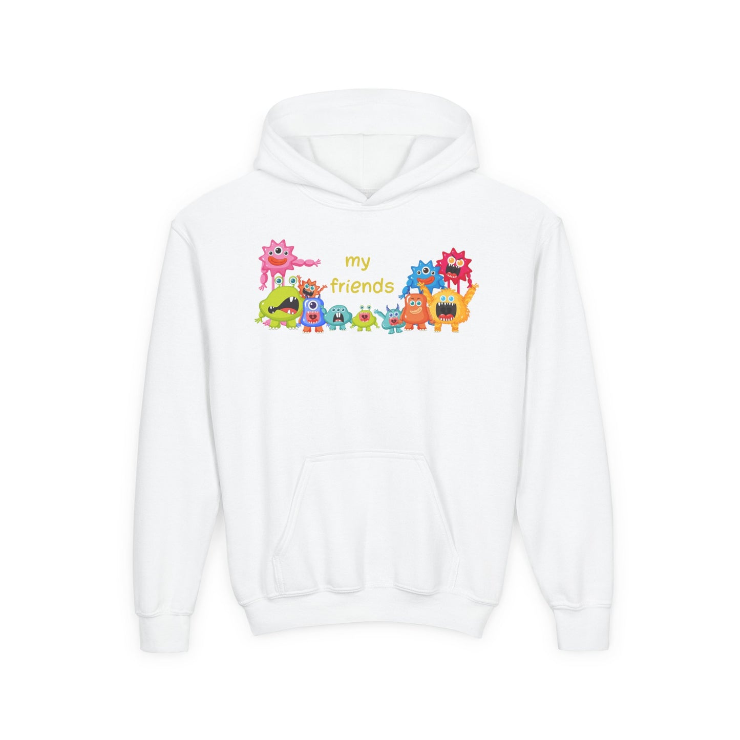 Youth Heavy Blend Hooded Sweatshirt - Colorful Monster Friends