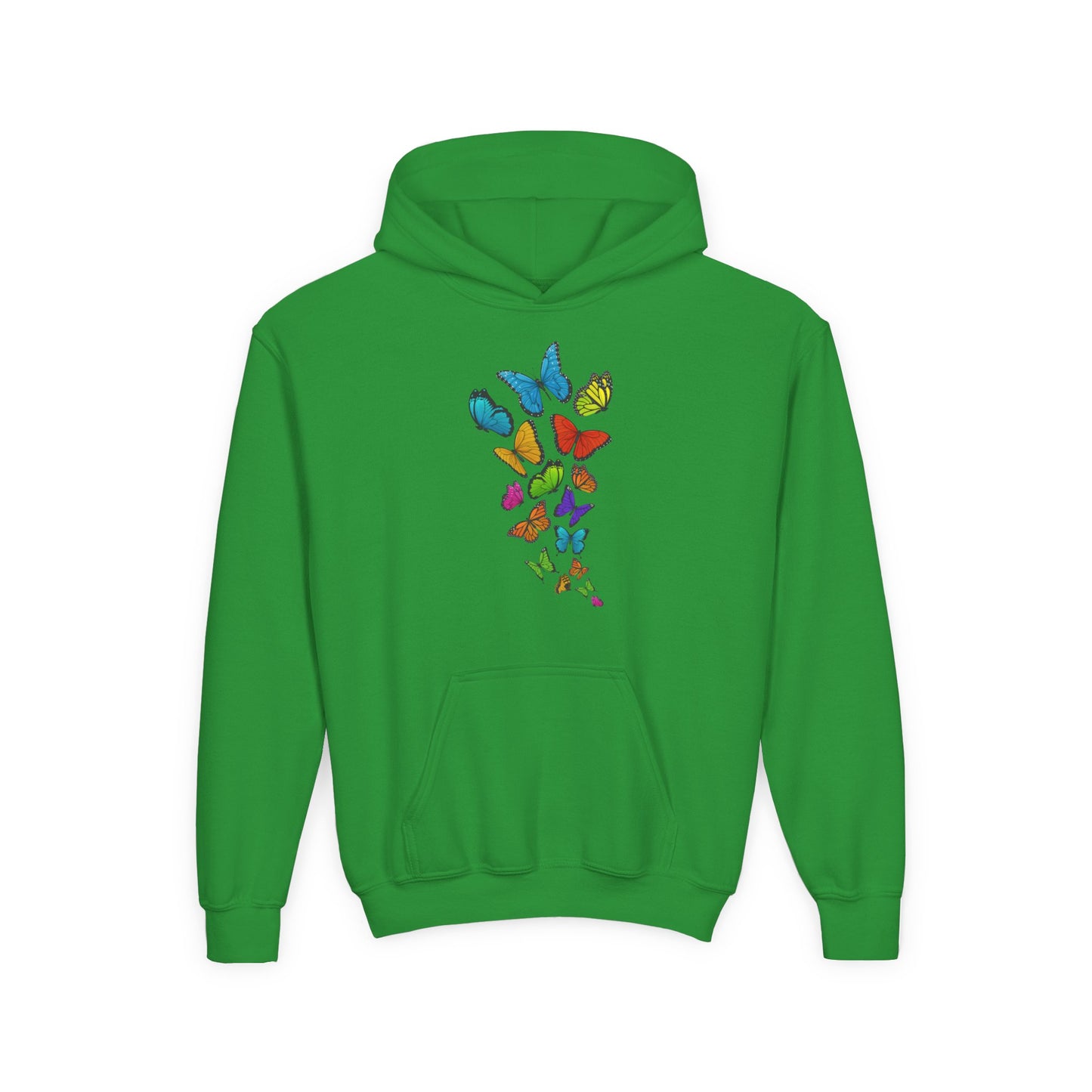 Youth Heavy Blend Hooded Sweatshirt - Group of colorful butterflies