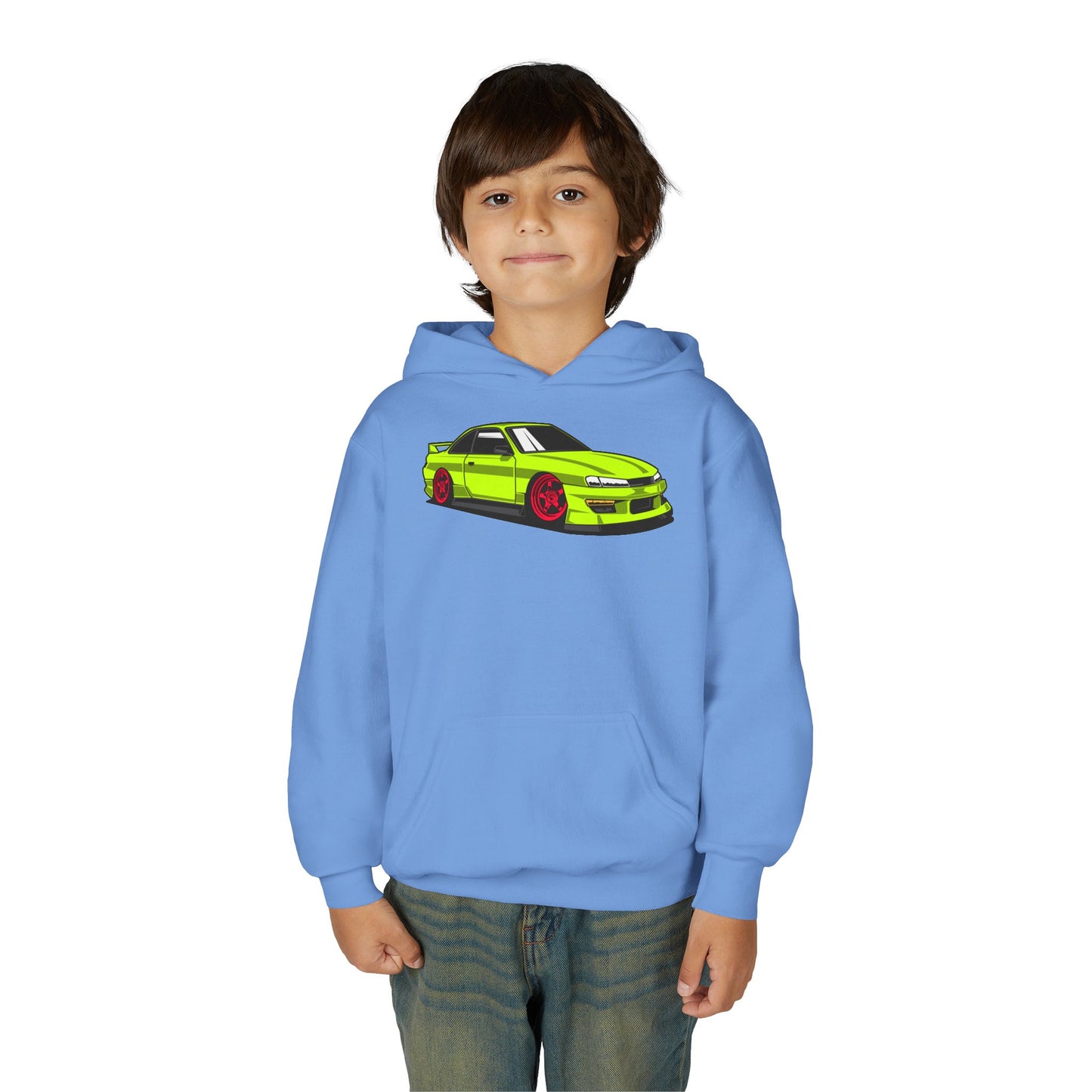Youth Heavy Blend Hooded Sweatshirt - Yellow green race car
