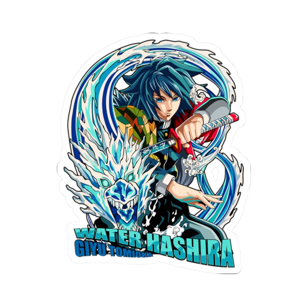 Kiss-Cut Stickers - Demon slayer water hashira giyu