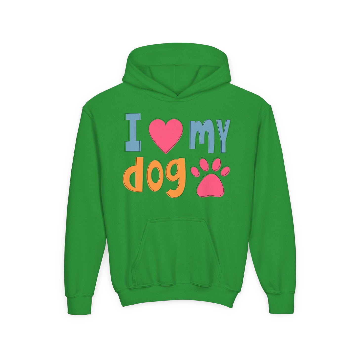 Youth Heavy Blend Hooded Sweatshirt - I love my dog