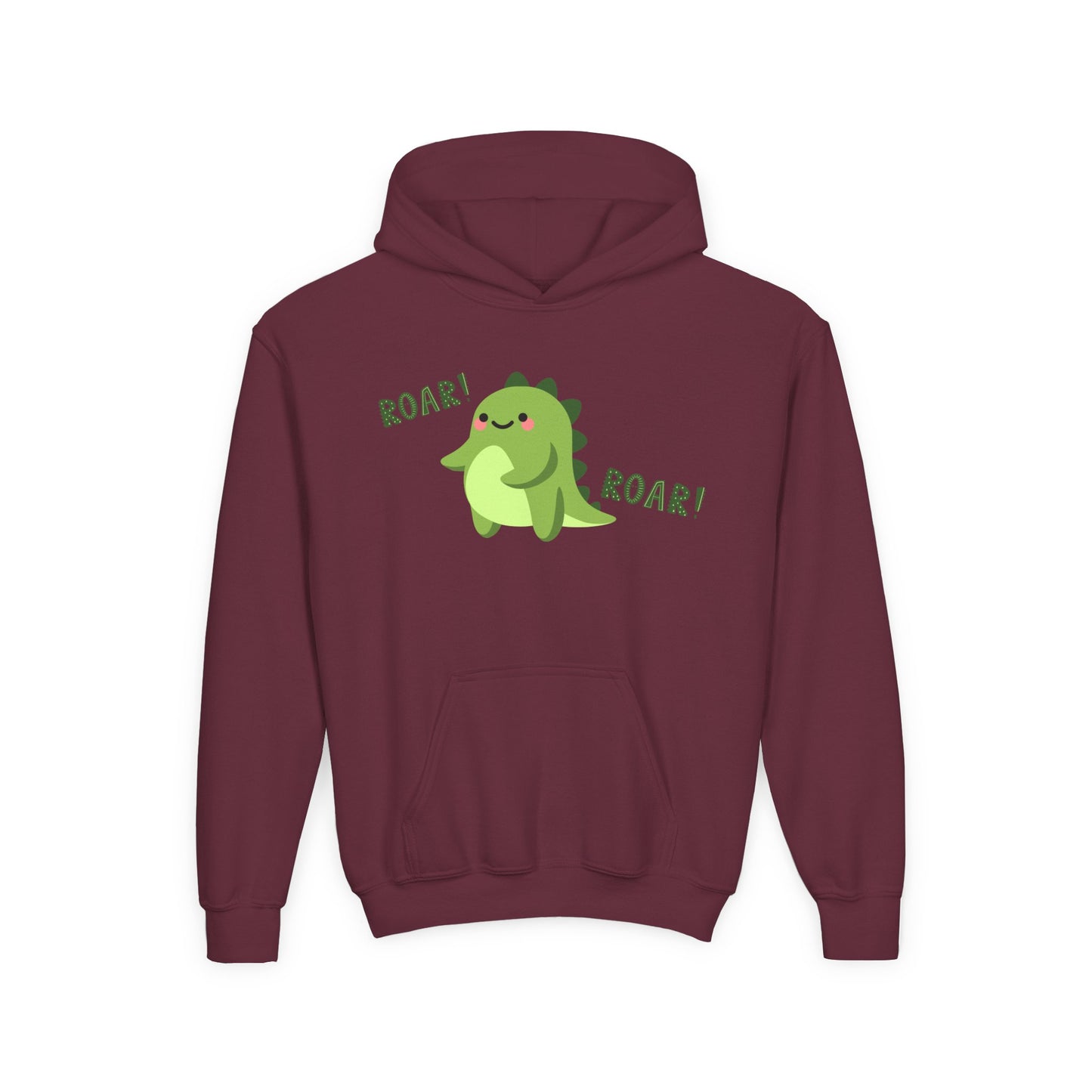 Youth Heavy Blend Hooded Sweatshirt - Cute Dinosaur Roar