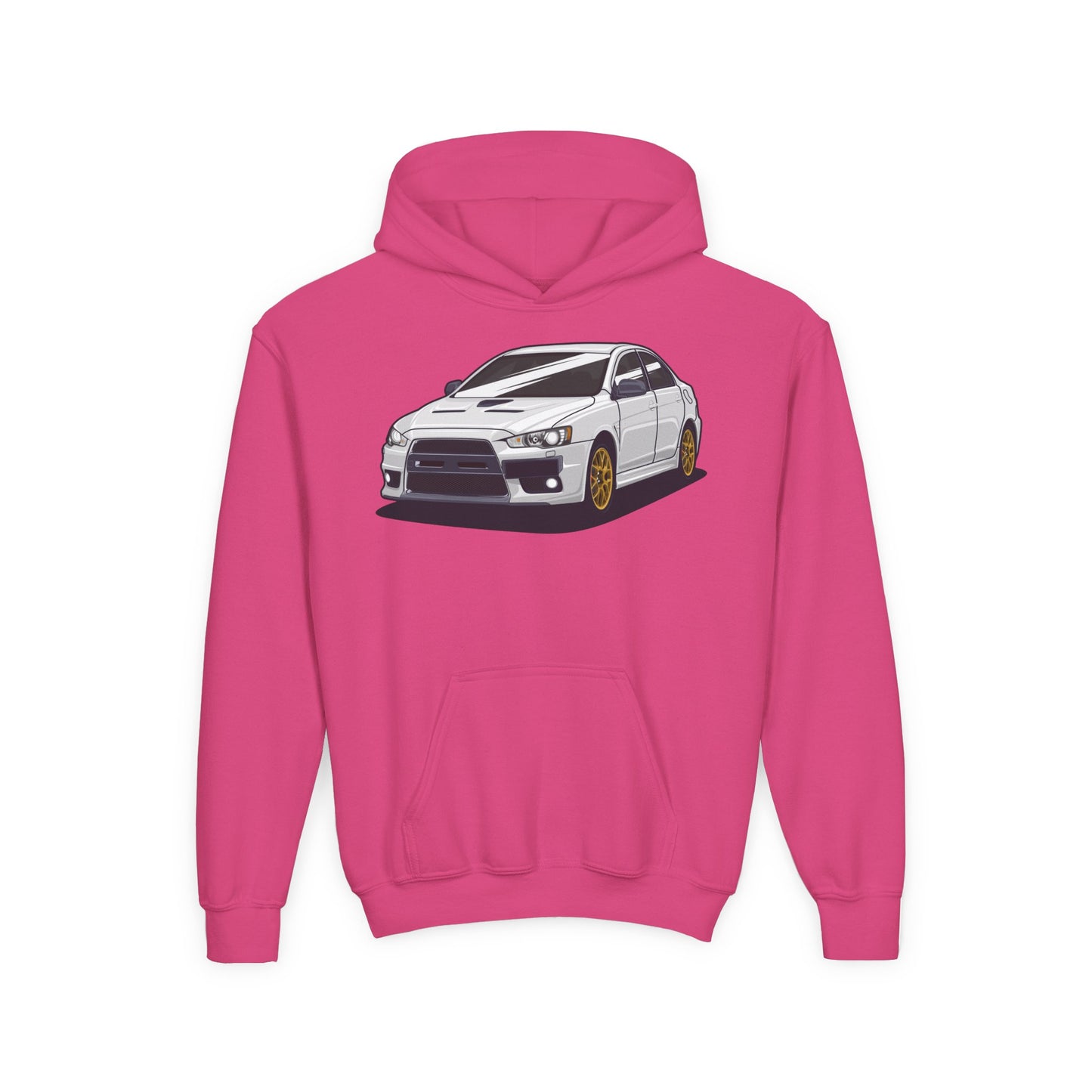 Youth Heavy Blend Hooded Sweatshirt - White car