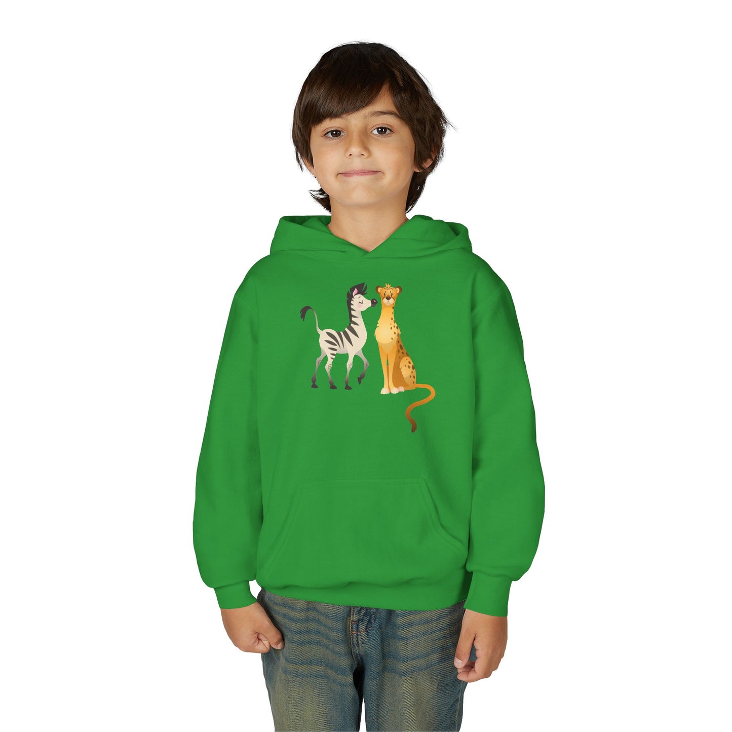 Youth Heavy Blend Hooded Sweatshirt - The zebra and tiger