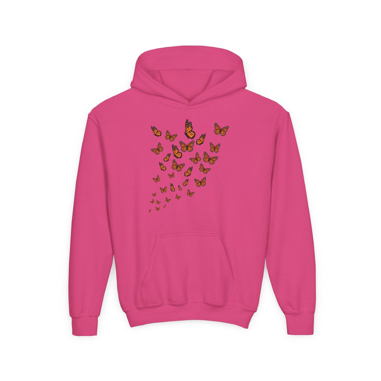 Youth Heavy Blend Hooded Sweatshirt - Group of monarch butterfly