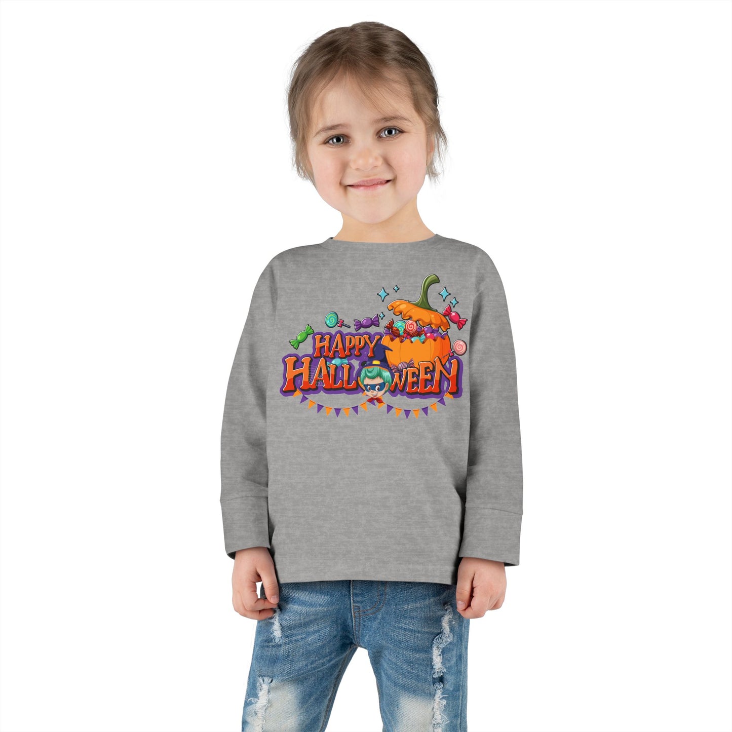 Toddler Long Sleeve Tee - Happy halloween banner