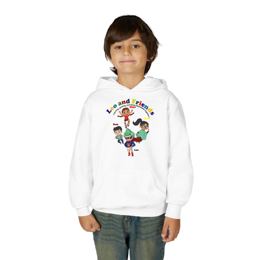 Youth Heavy Blend Hooded Sweatshirt - Leo & Friends - Learning and growing
