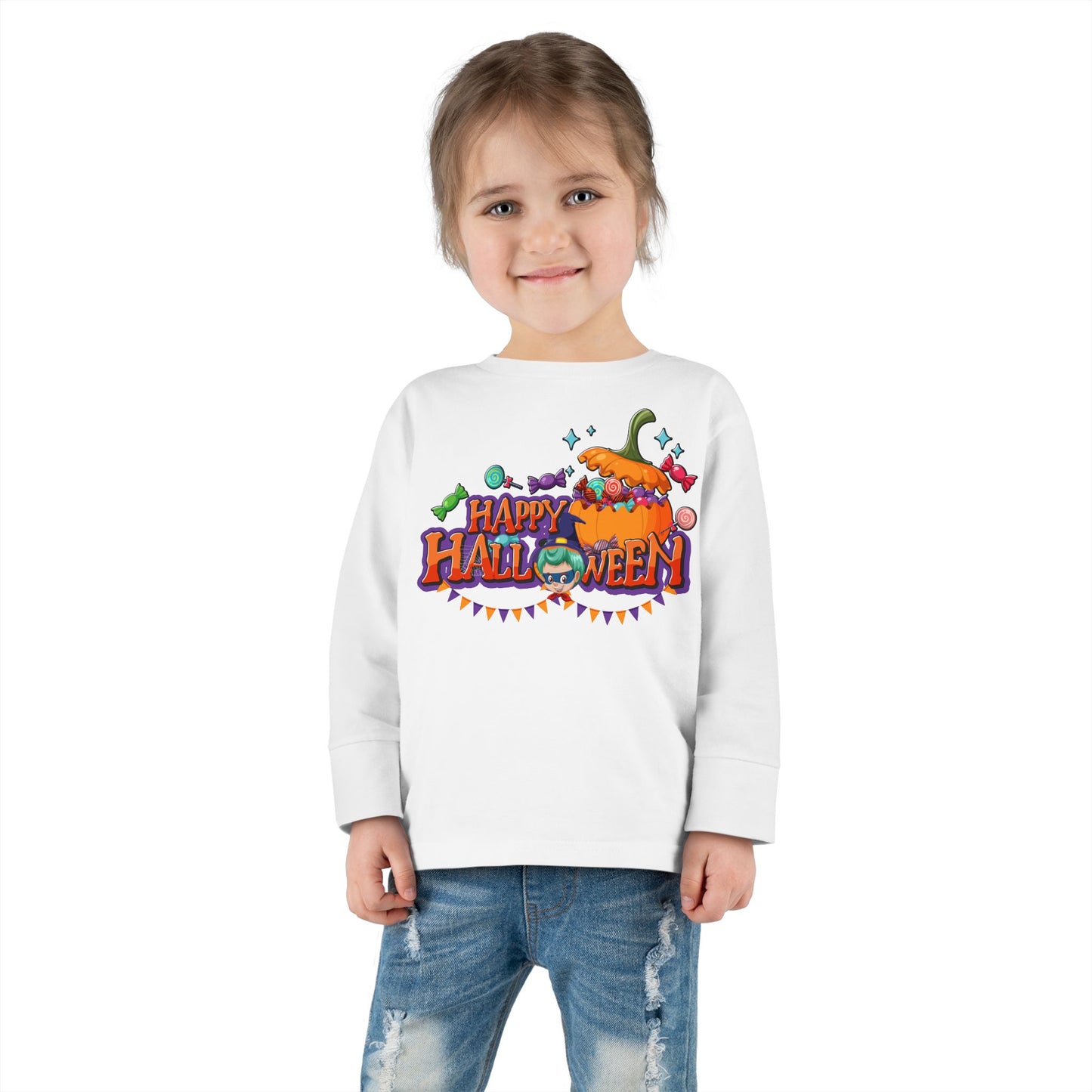 Toddler Long Sleeve Tee - Happy halloween banner