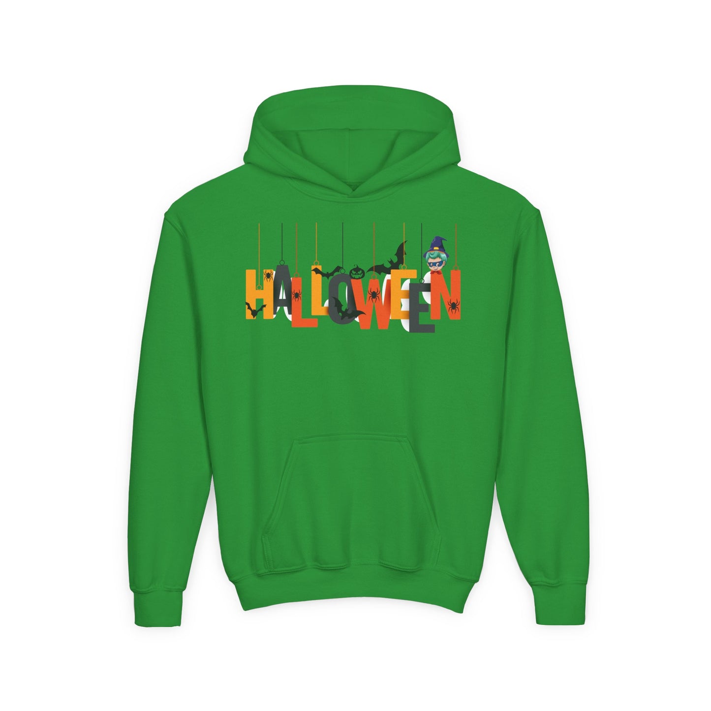 Youth Heavy Blend Hooded Sweatshirt - Holloween hanging letters