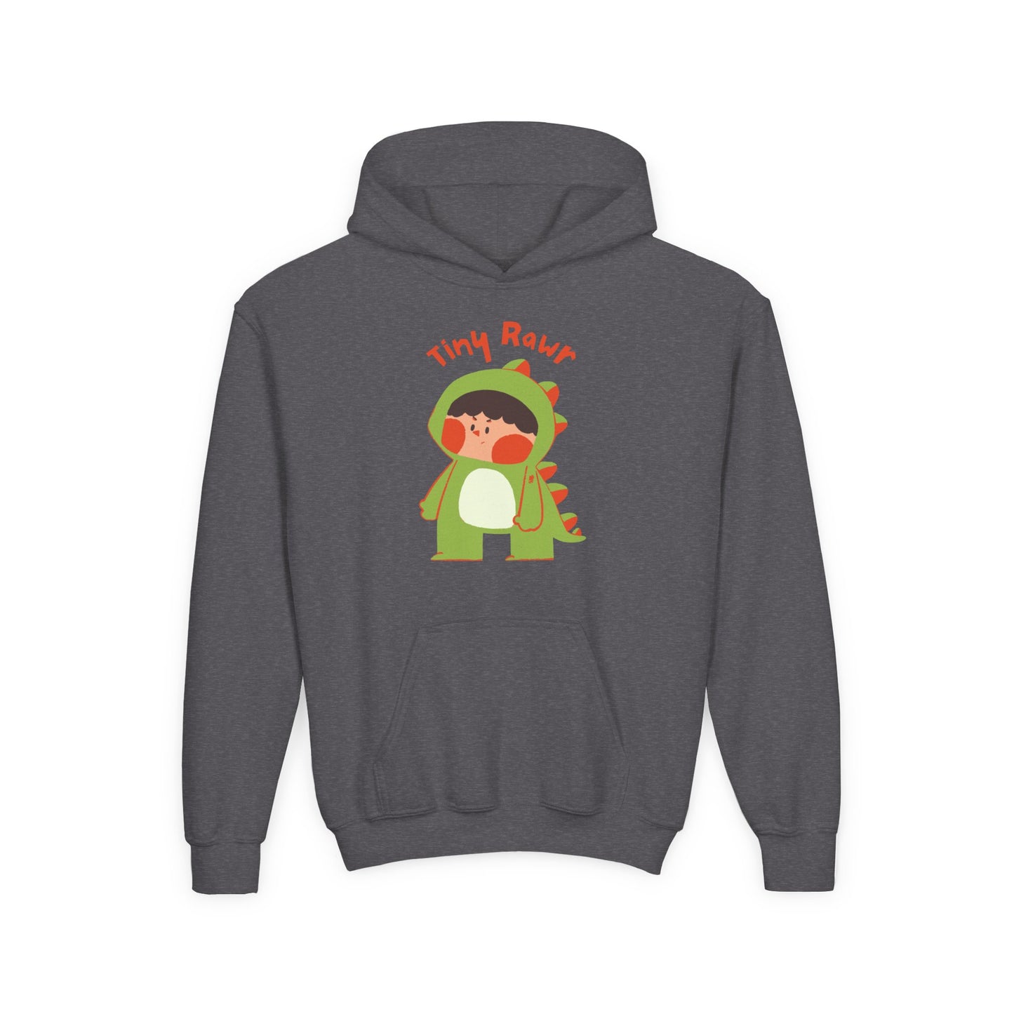 Youth Heavy Blend Hooded Sweatshirt - Tiny Raur, Cute Dino