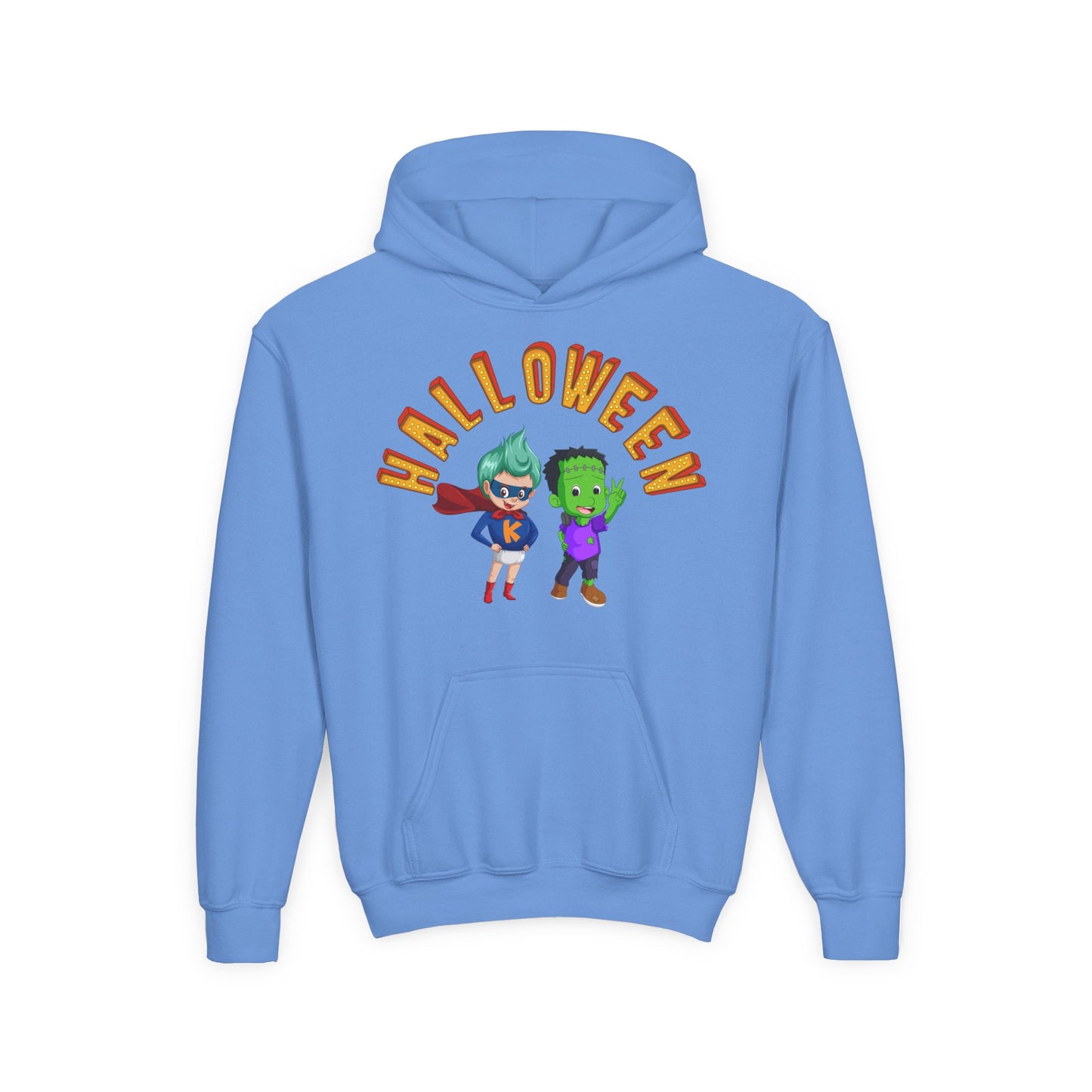 Youth Heavy Blend Hooded Sweatshirt - Holloween with super kiddo