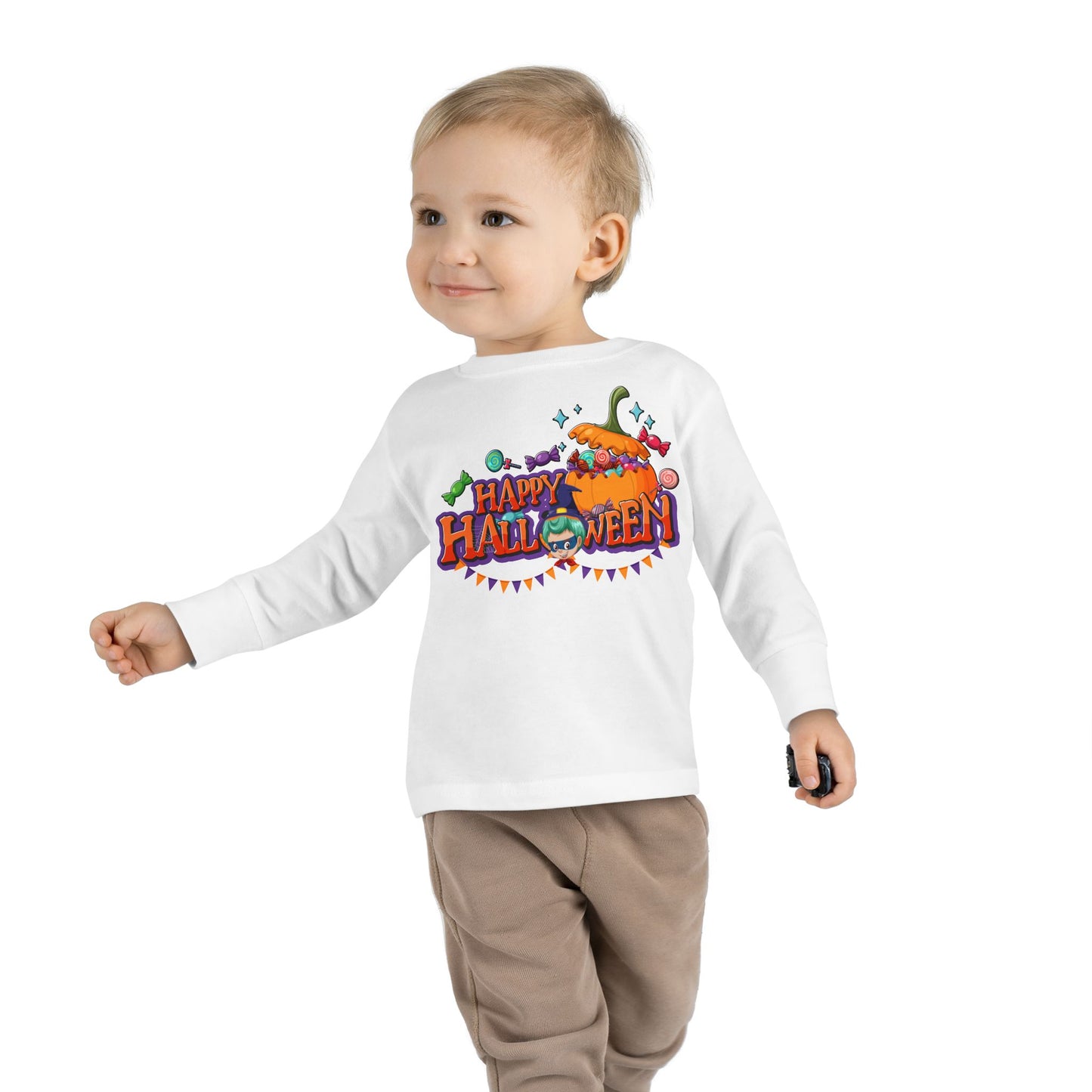 Toddler Long Sleeve Tee - Happy halloween banner