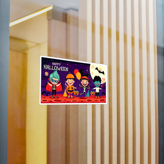 Halloween Kiss-Cut Vinyl Decals – Super kiddo with friends on holloween