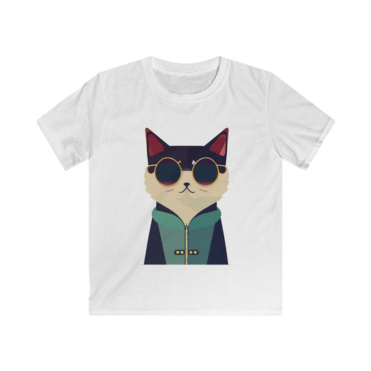 Kids Heavy Cotton Tee - Cool Cat ,Funny Cat Shirt