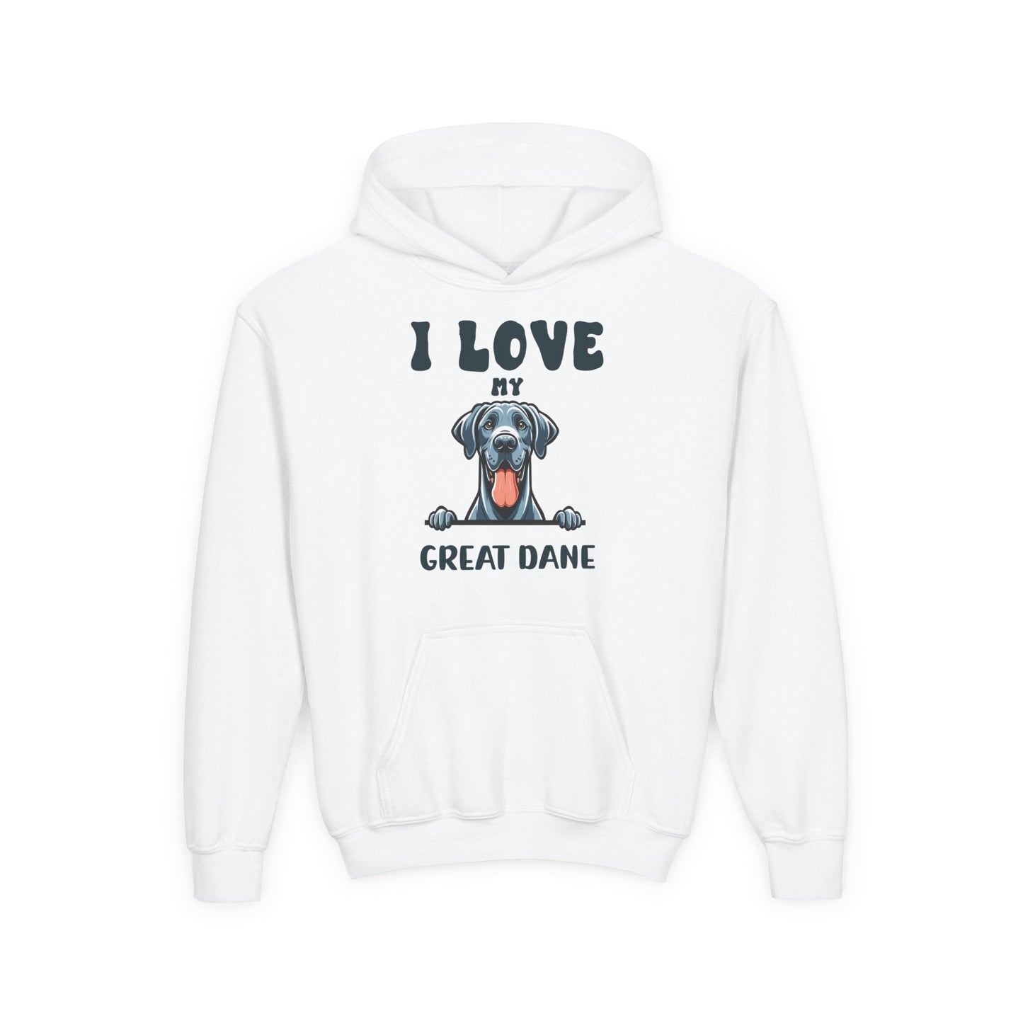 Youth Heavy Blend Hooded Sweatshirt - I love my Great Dane