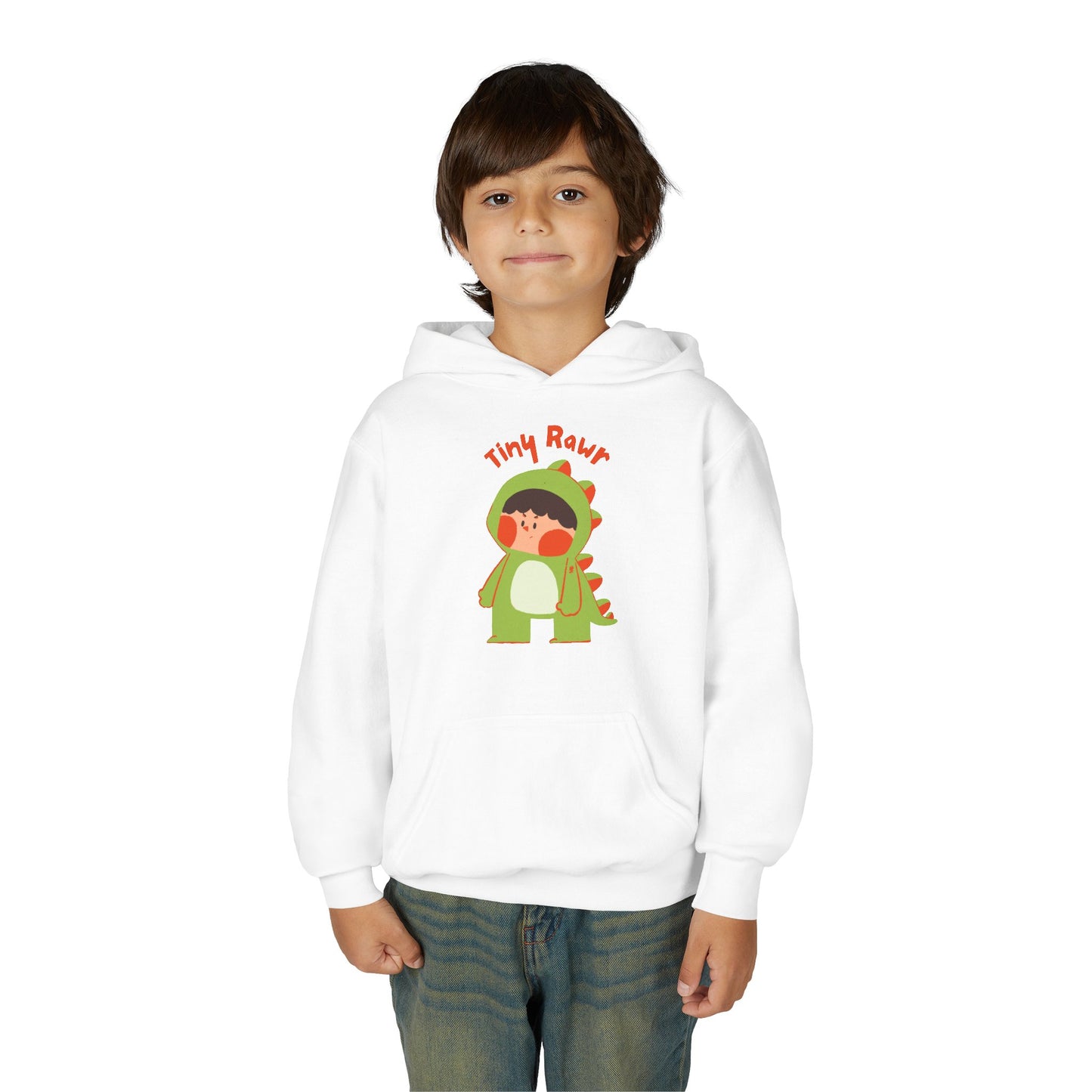 Youth Heavy Blend Hooded Sweatshirt - Tiny Raur, Cute Dino