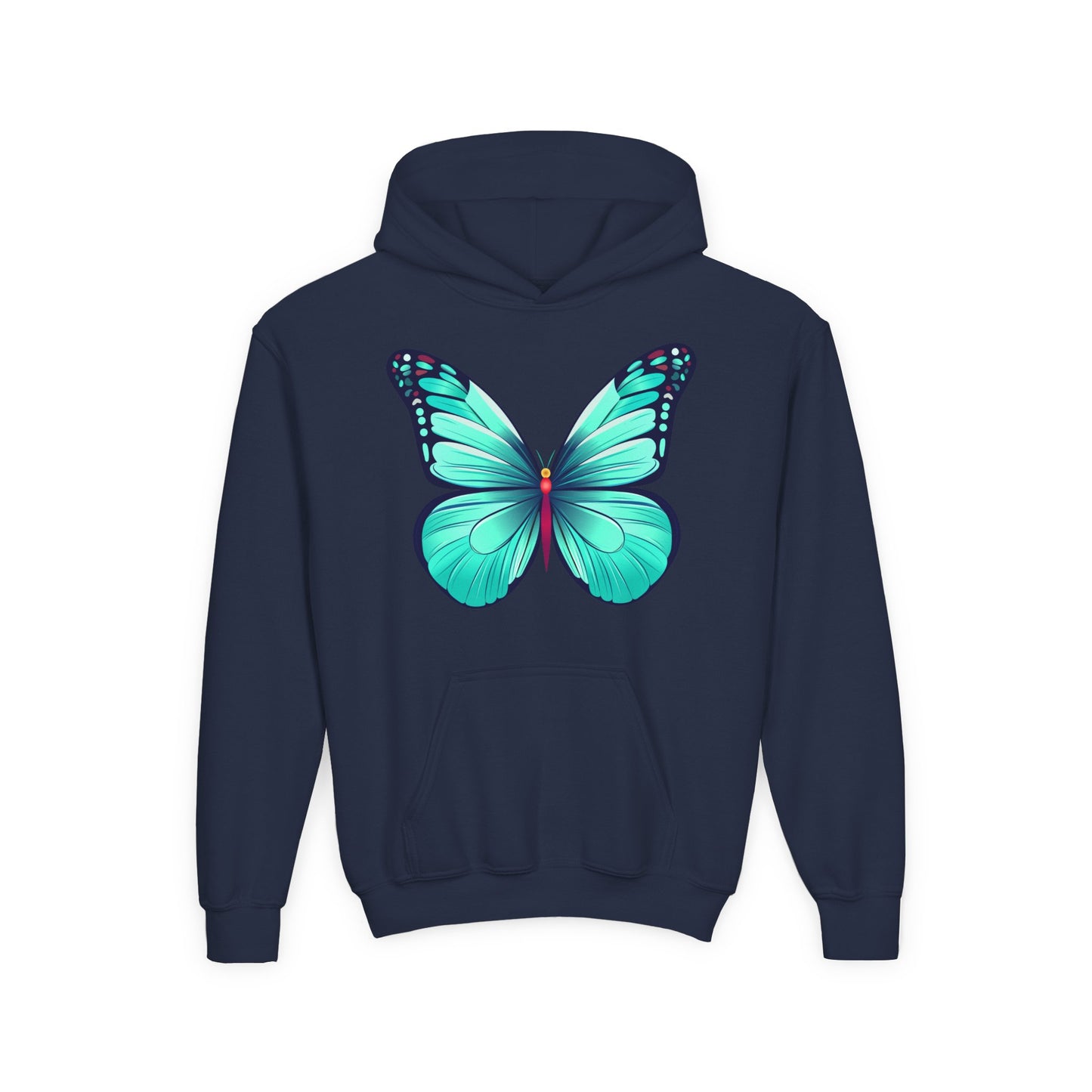Youth Heavy Blend Hooded Sweatshirt - Butterfly - blue