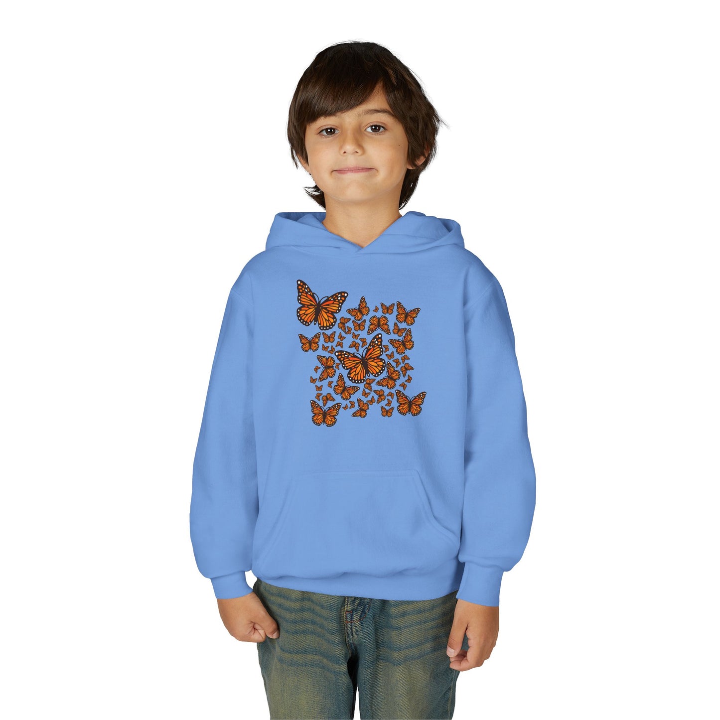 Youth Heavy Blend Hooded Sweatshirt -  Monarch butterflies