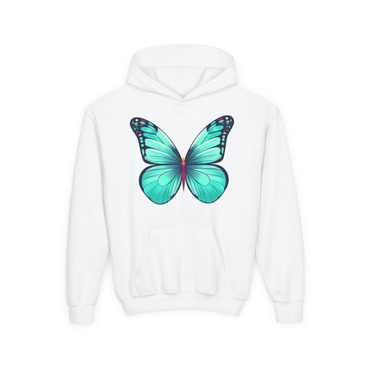 Youth Heavy Blend Hooded Sweatshirt - Butterfly - blue
