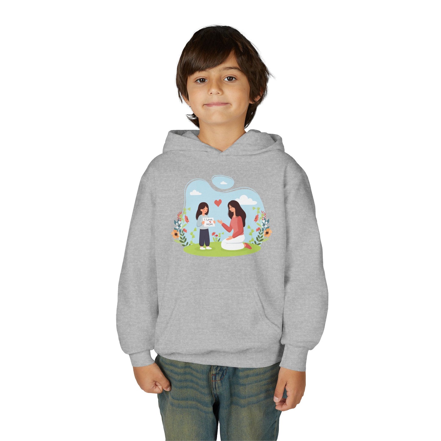 Youth Heavy Blend Hooded Sweatshirt -  Mother and daughter love