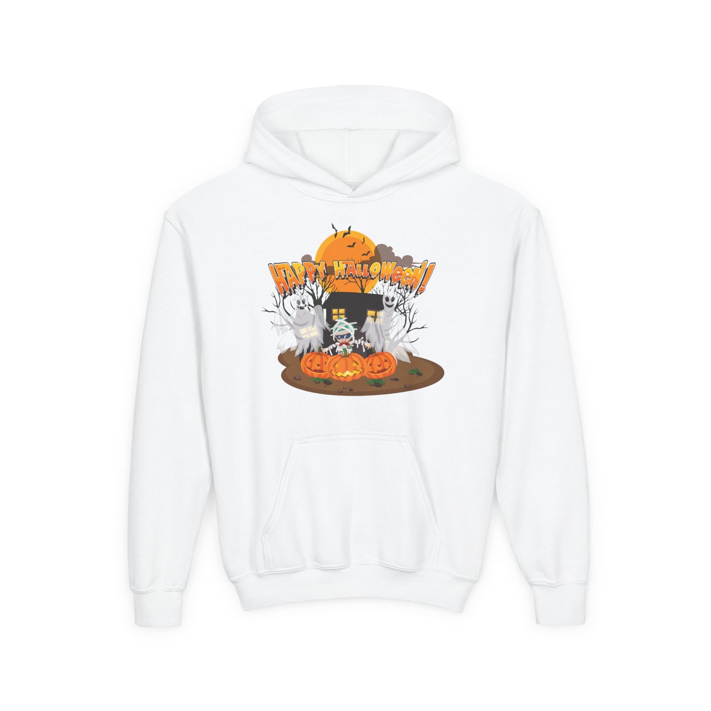 Youth Heavy Blend Hooded Sweatshirt - Super kiddo with ghost