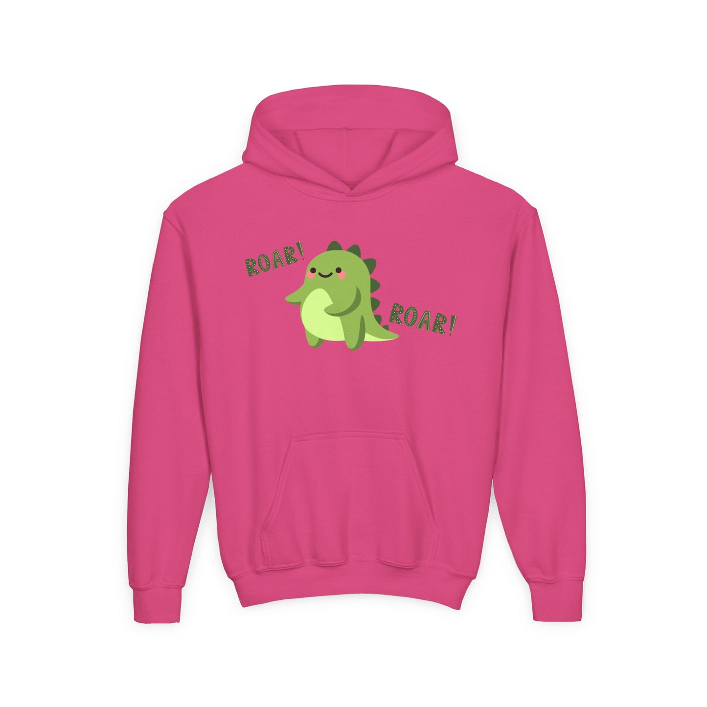 Youth Heavy Blend Hooded Sweatshirt - Cute Dinosaur Roar