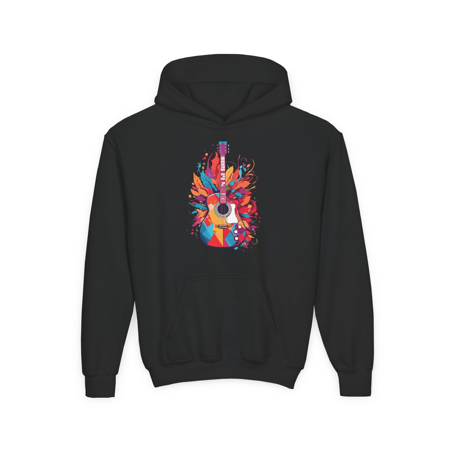 Youth Heavy Blend Hooded Sweatshirt - Colorful Guitar