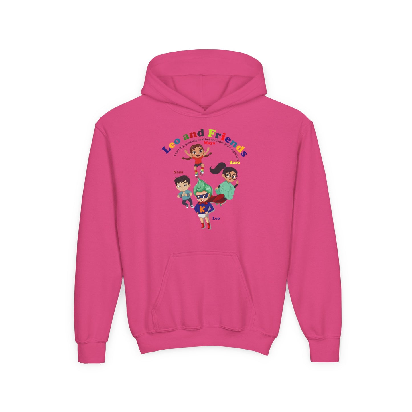 Youth Heavy Blend Hooded Sweatshirt - Leo & Friends - Learning and growing
