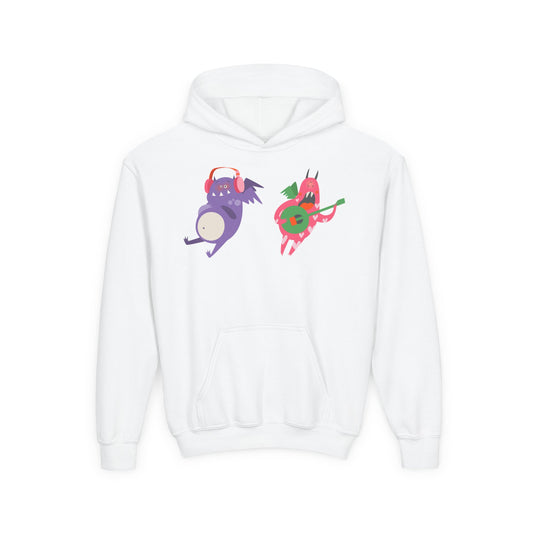 Youth Heavy Blend Hooded Sweatshirt - Monsters playing instruments