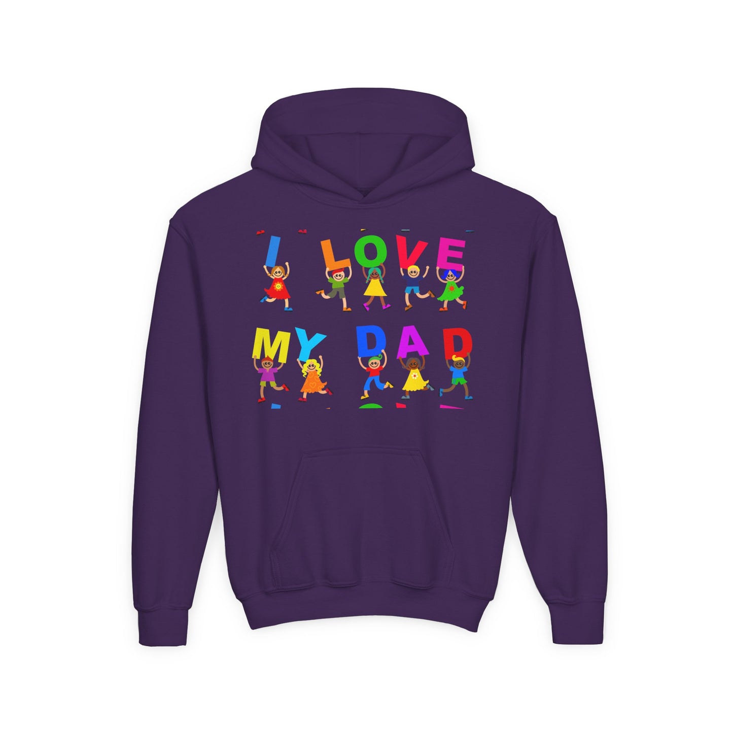 Youth Heavy Blend Hooded Sweatshirt - Kids showing i love my Dad
