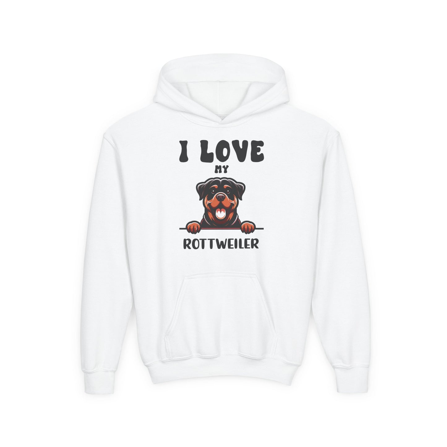 Youth Heavy Blend Hooded Sweatshirt - I love my Rottweiler