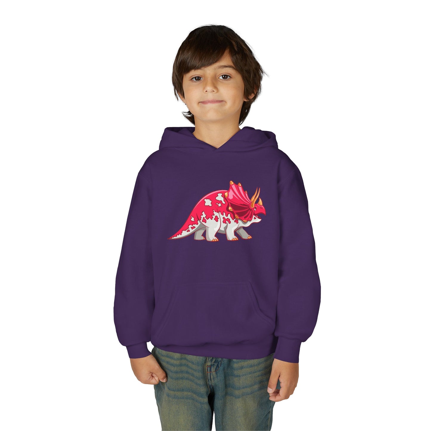 Youth Heavy Blend Hooded Sweatshirt - Triceratops Dino
