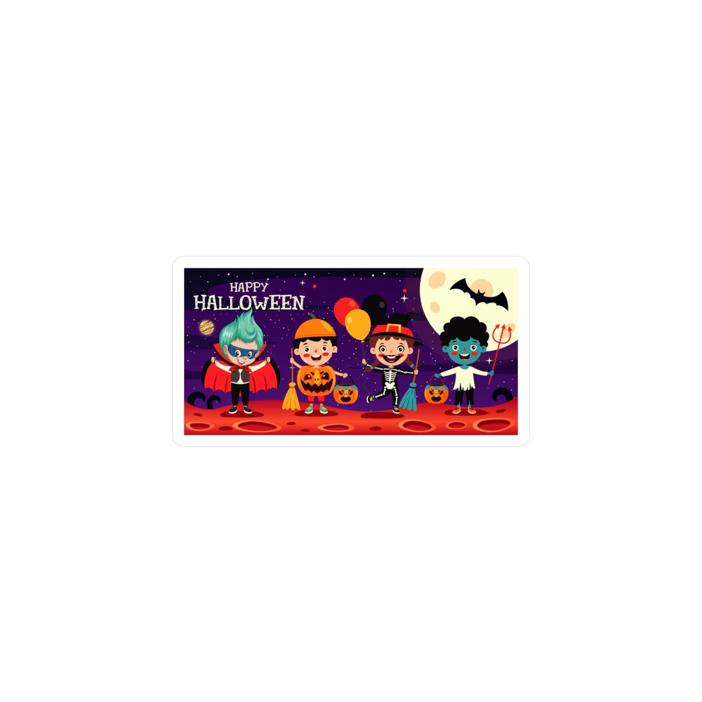 Halloween Kiss-Cut Vinyl Decals – Super kiddo with friends on holloween