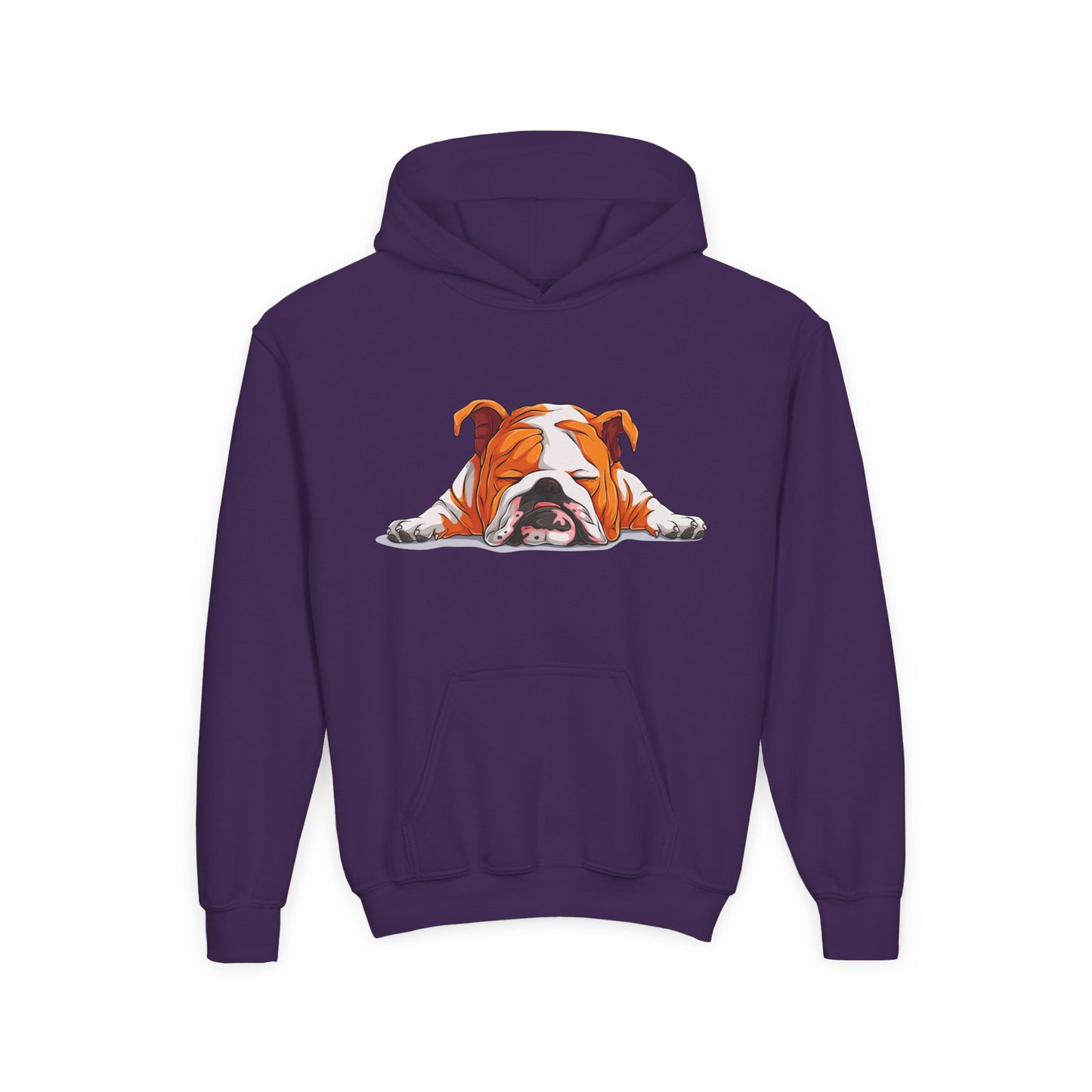 Youth Heavy Blend Hooded Sweatshirt -  Sleeping english bulldog