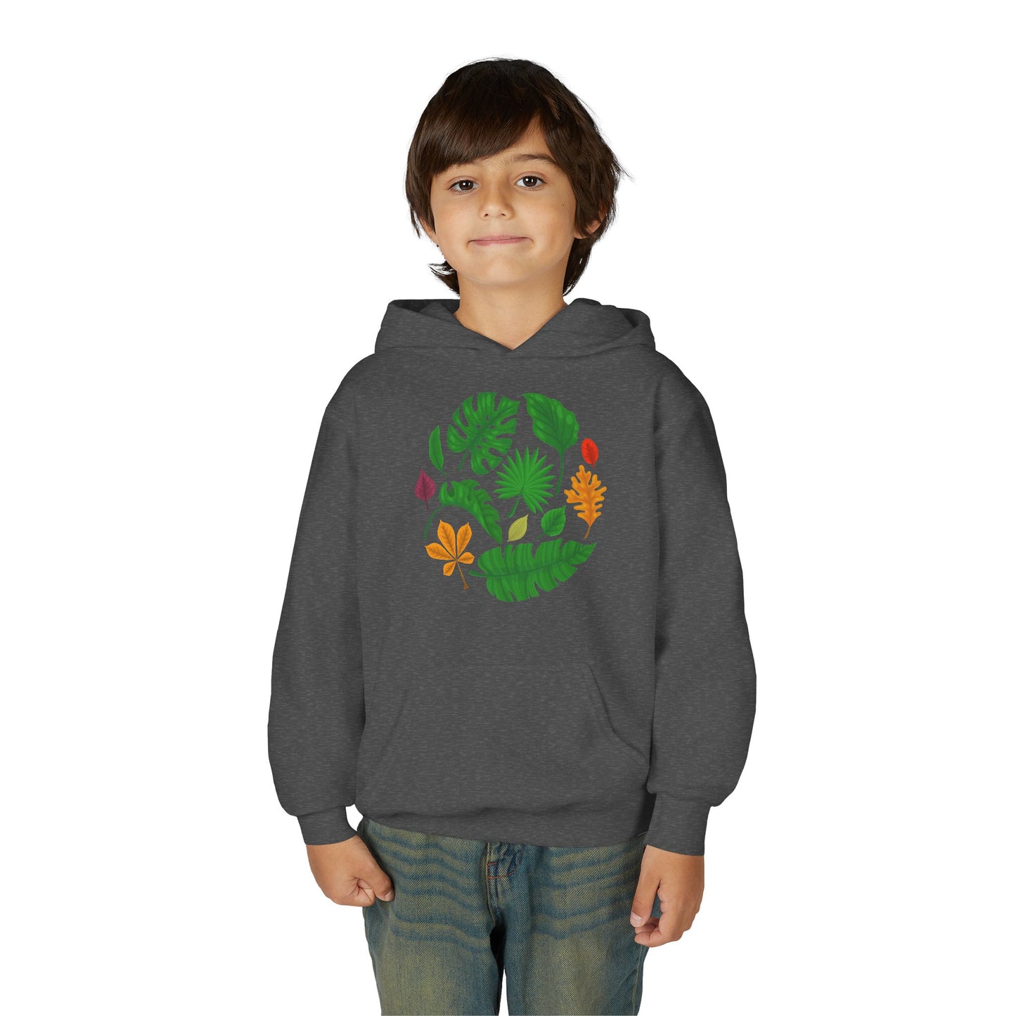 Youth Heavy Blend Hooded Sweatshirt - Beautiful leaves