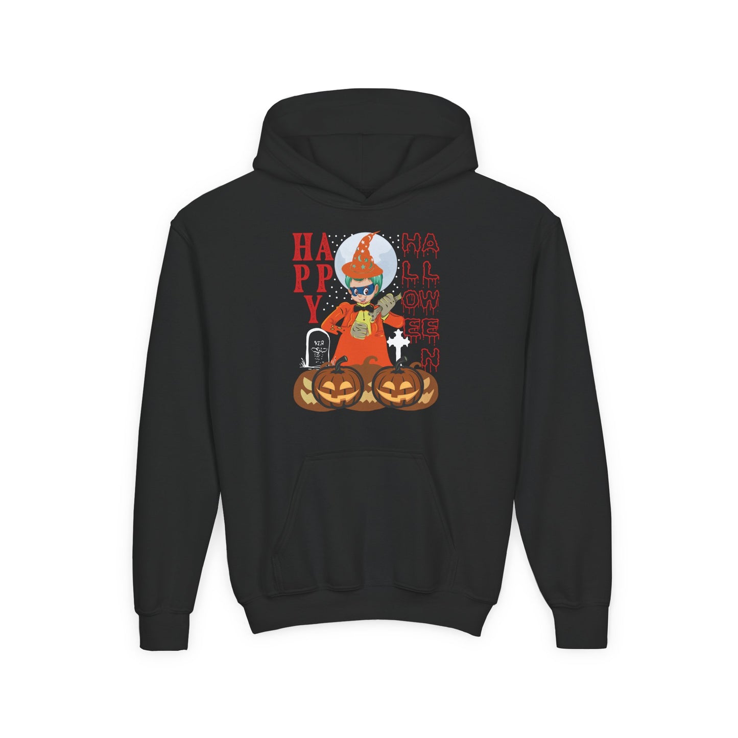 Youth Heavy Blend Hooded Sweatshirt - Holloween design by super kiddo
