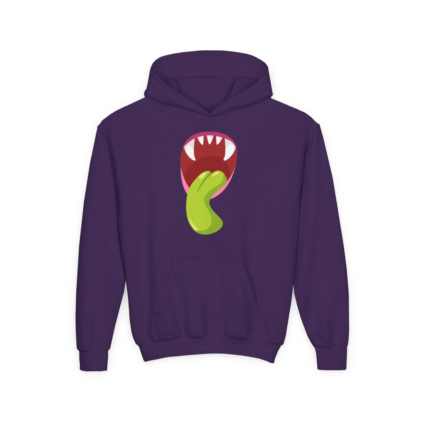Youth Heavy Blend Hooded Sweatshirt - Monster showing tongue