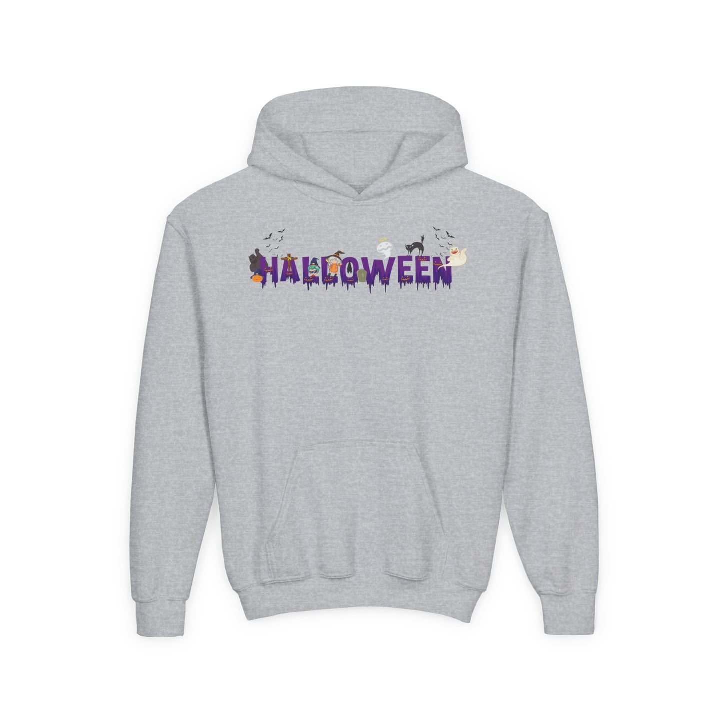 Youth Heavy Blend Hooded Sweatshirt - Holloween word